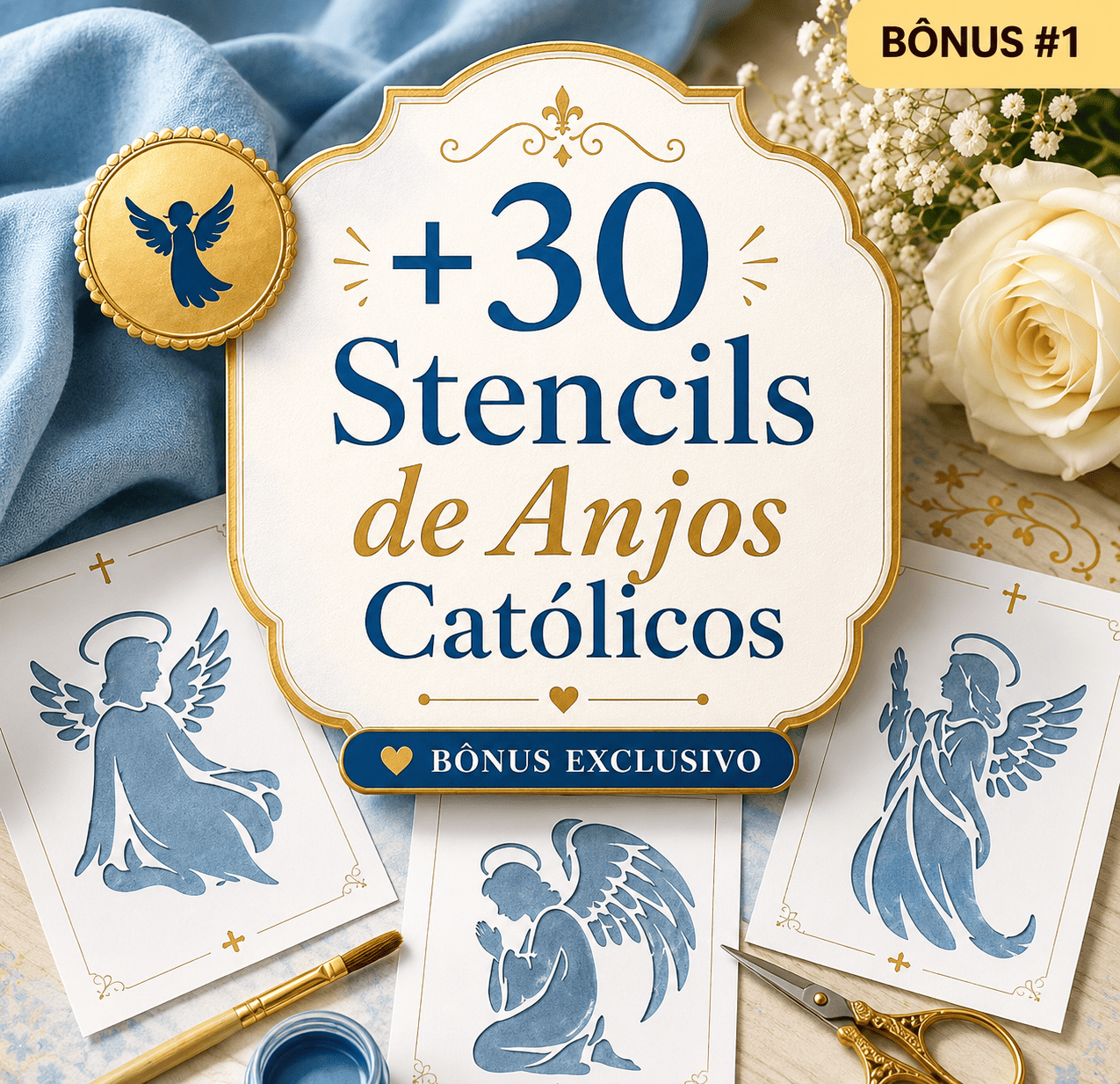 Bônus 1: +30 Stencils de Anjos Católicos