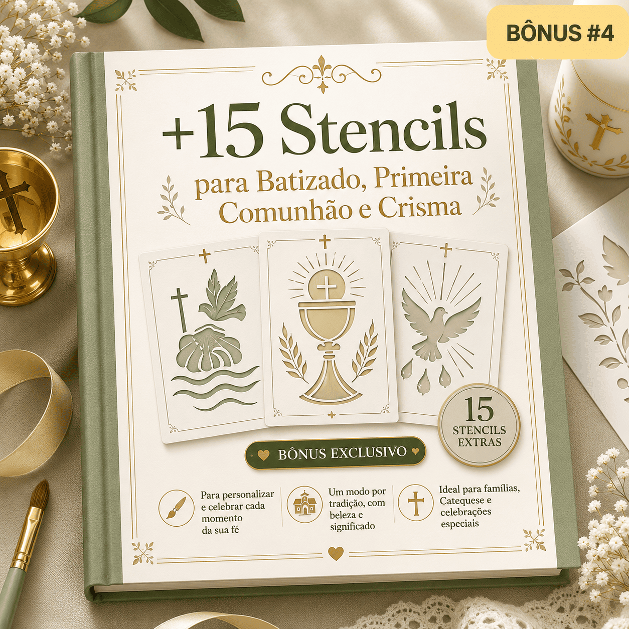 Bônus 4: +15 Stencils para Batizado, Primeira Comunhão e Crisma