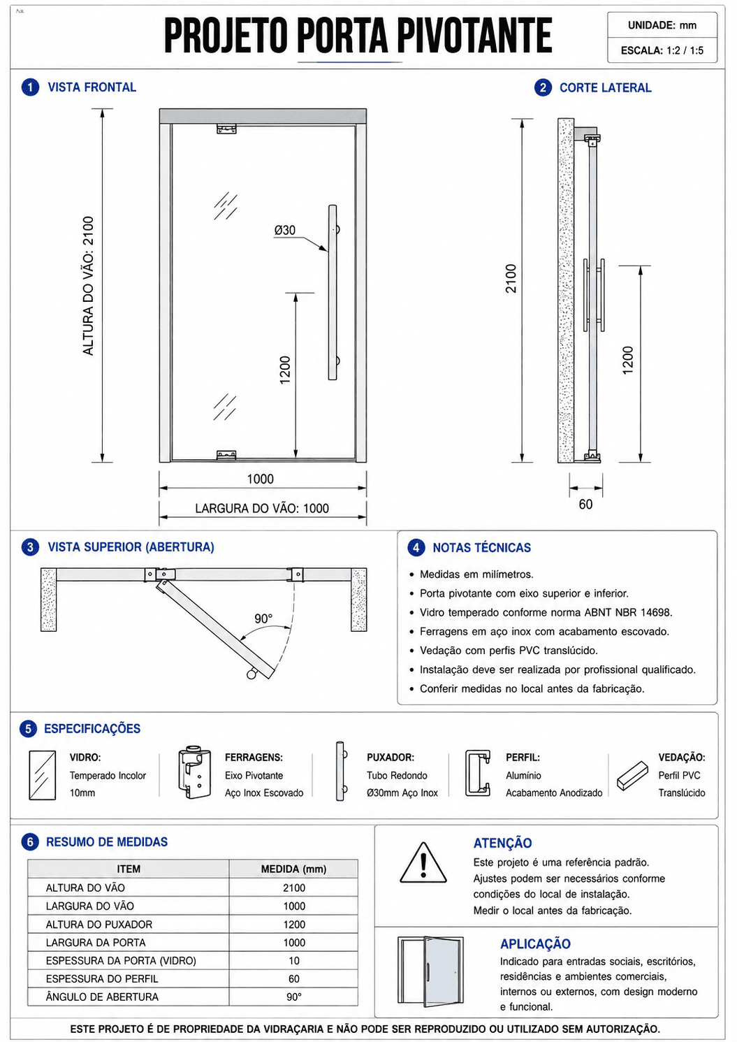 Projeto de porta pivotante