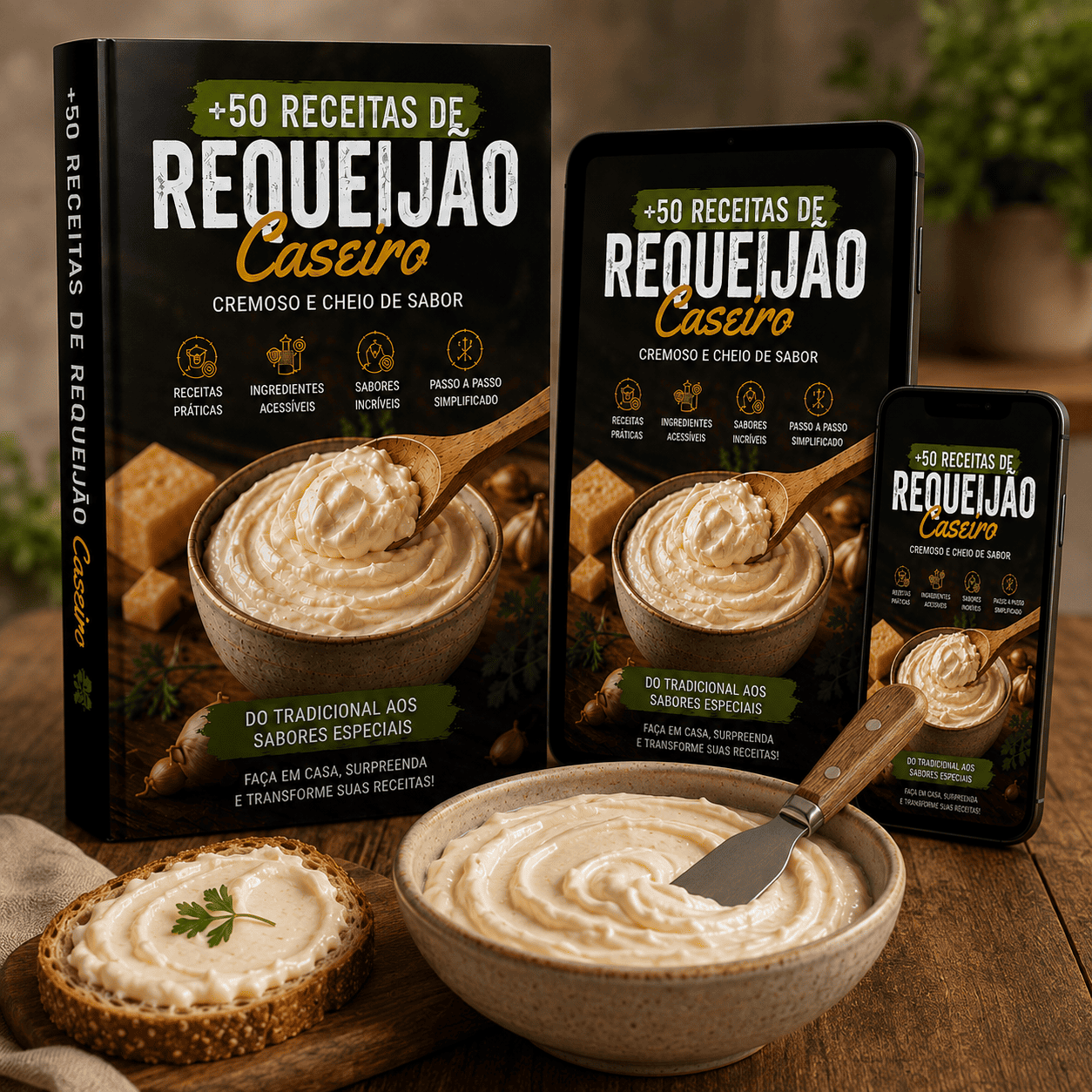 Mockup +50 Receitas de Requeijão Caseiro Cremoso