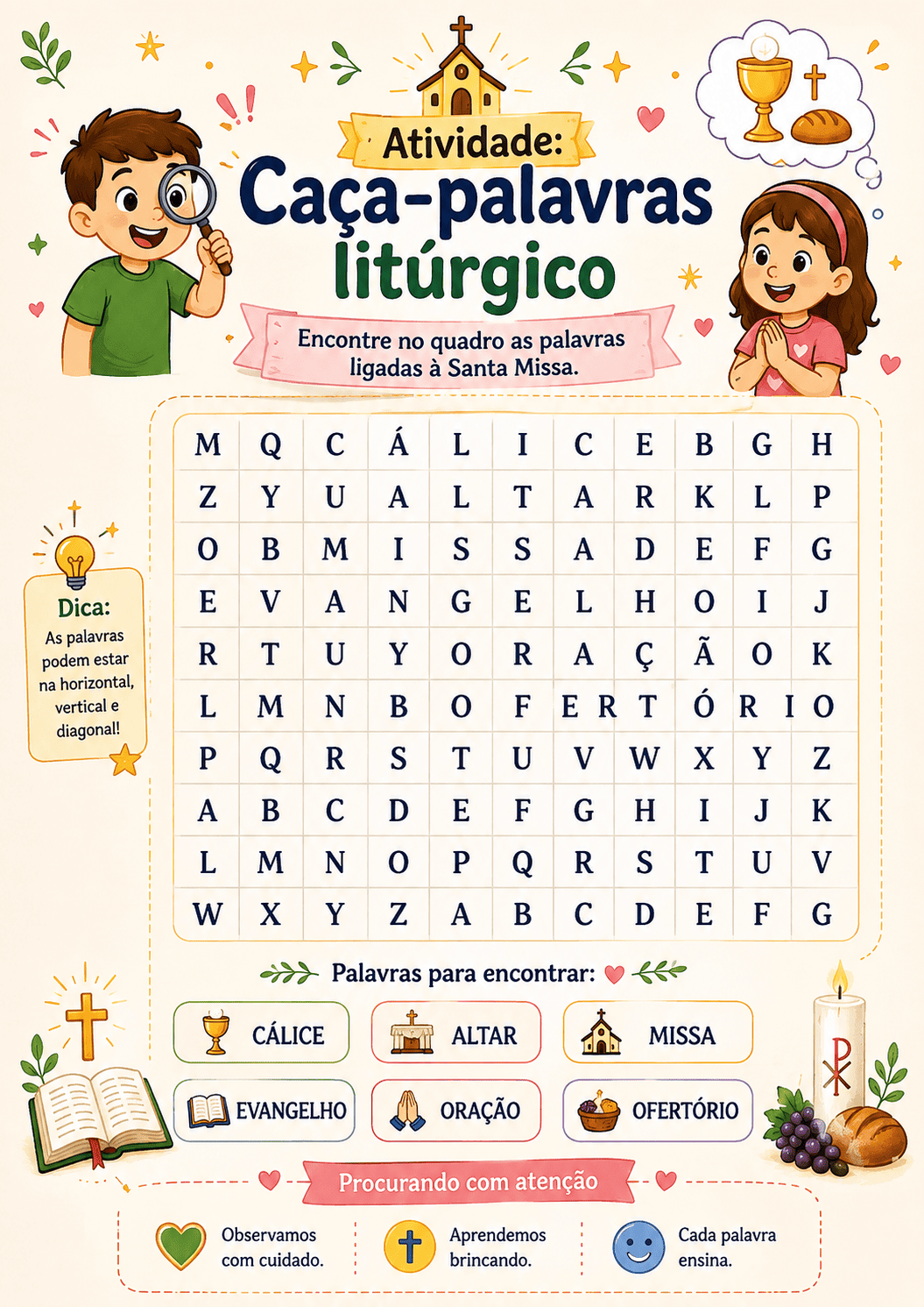 Página do kit Aprendendo a Fé