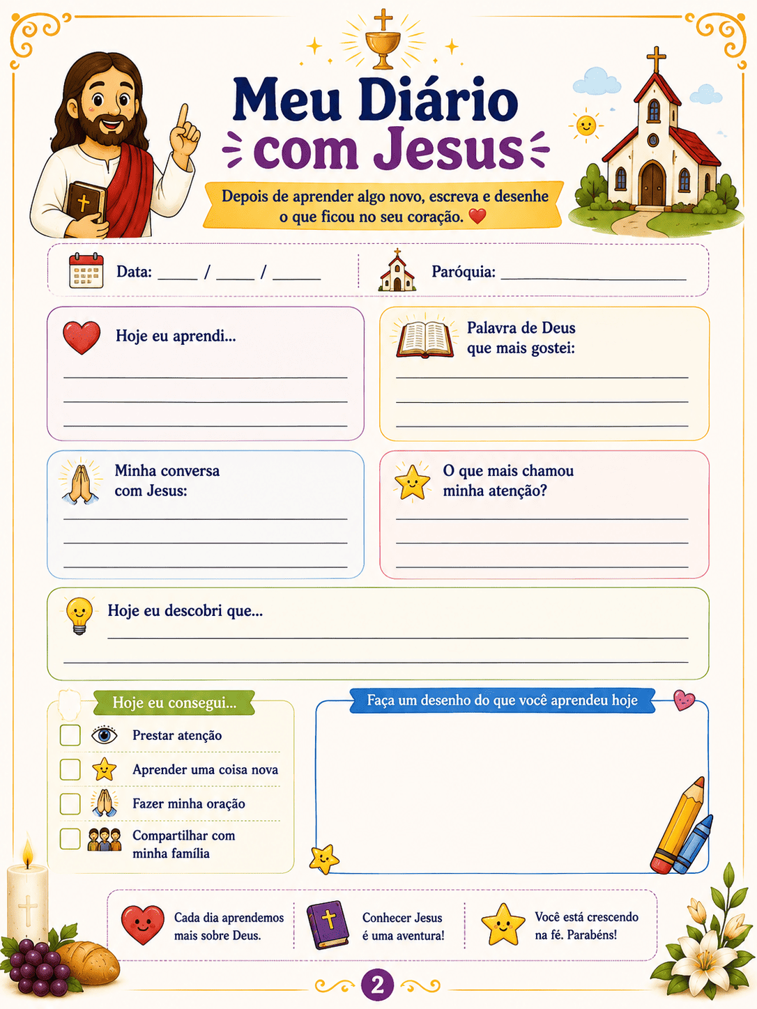 Página do kit Aprendendo a Fé