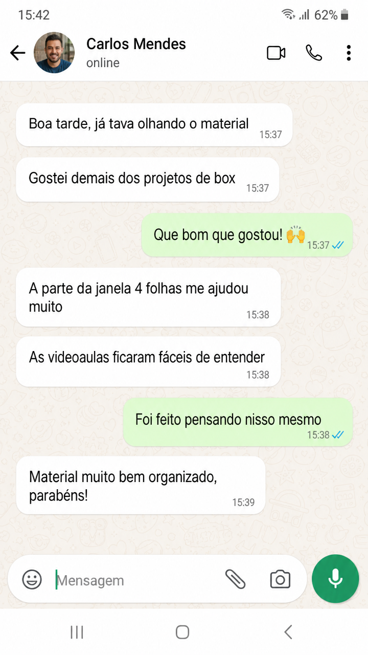 Depoimento de cliente via WhatsApp 1
