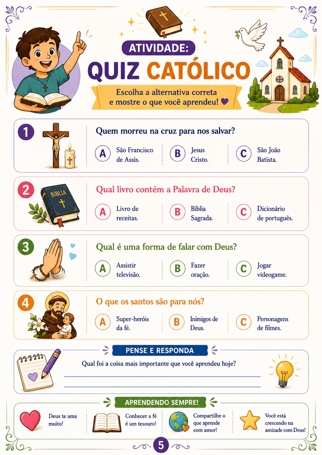 Página do kit Aprendendo a Fé