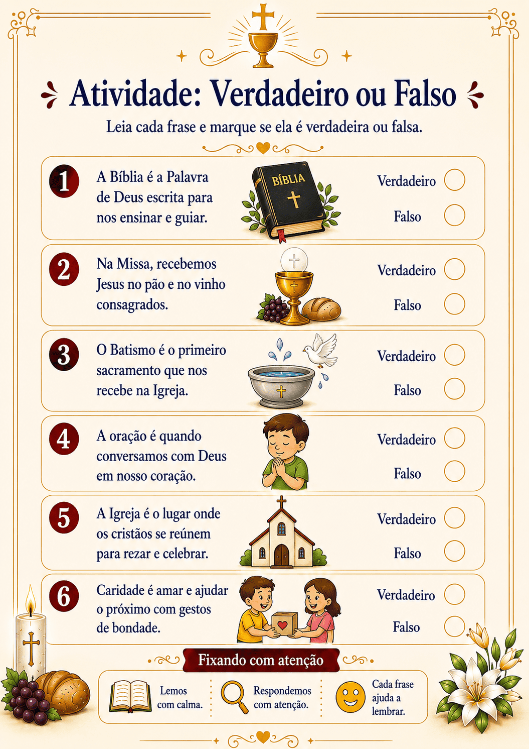 Página do kit Aprendendo a Fé