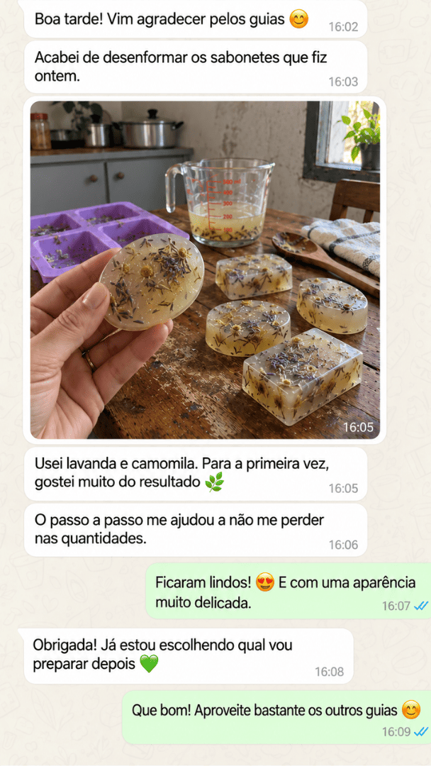 Depoimento sobre os guias de sabonetes artesanais